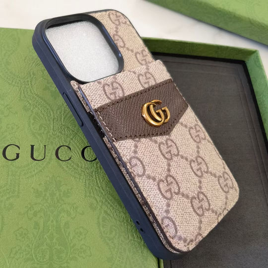 Sleek Black GUCCI iPhone Case with Signature Design