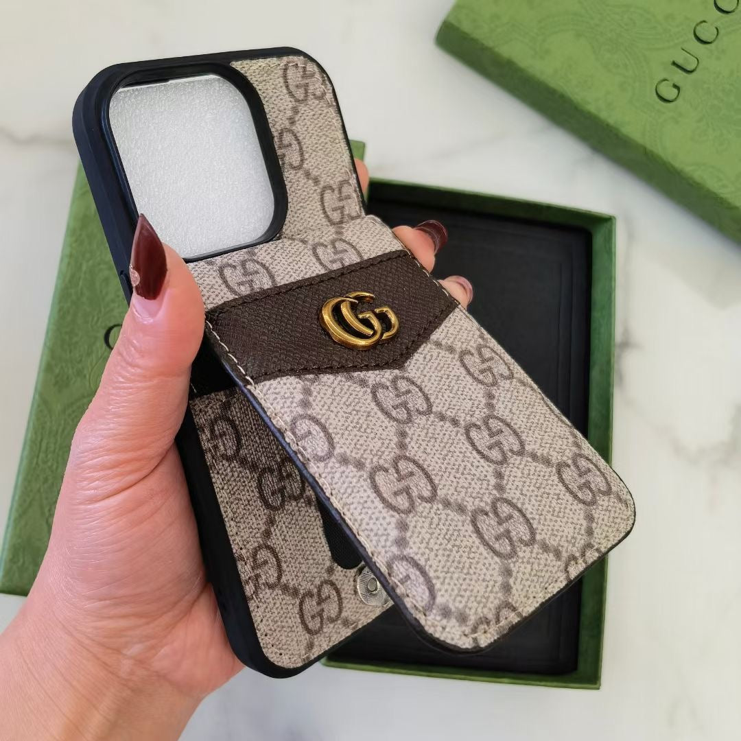 High-Quality Leather GUCCI iPhone Case with Card Slot