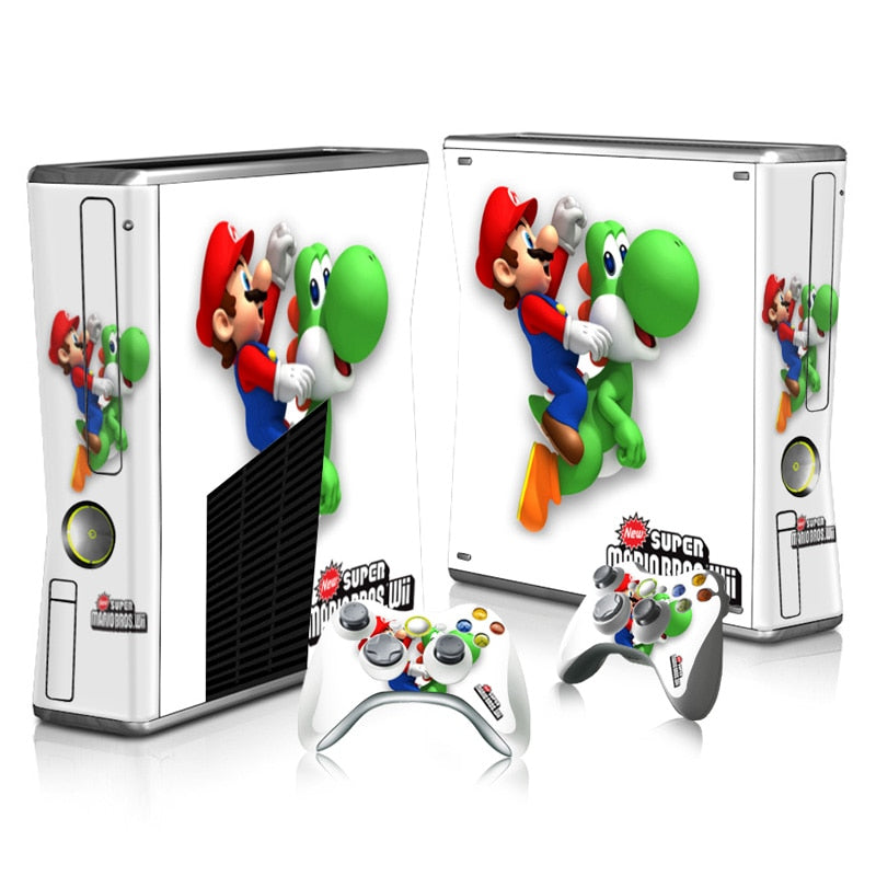  Mario Protector Skin Decal Sticker for Xbox 360 Slim (1 piece  for the game console & 2 pieces for 2 controllers) : Video Games