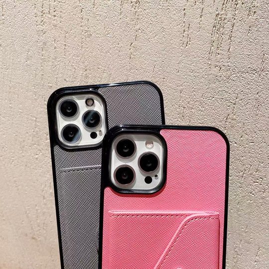 Prada iPhone case with sleek card slot design