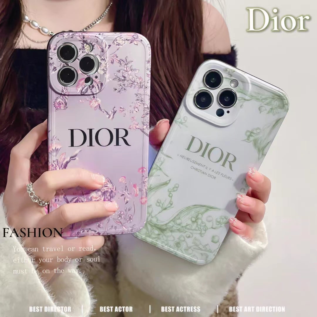 Chic and Sleek Design with Floral Accents - Dior Fashion Lady Case for iPhone