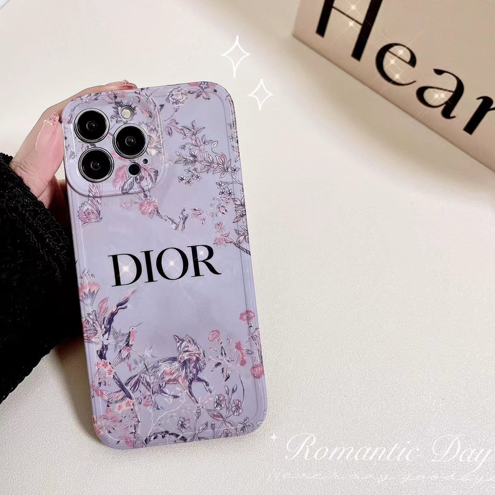 Slim Profile with Floral Elegance - Dior Fashion Lady iPhone Case from the Side