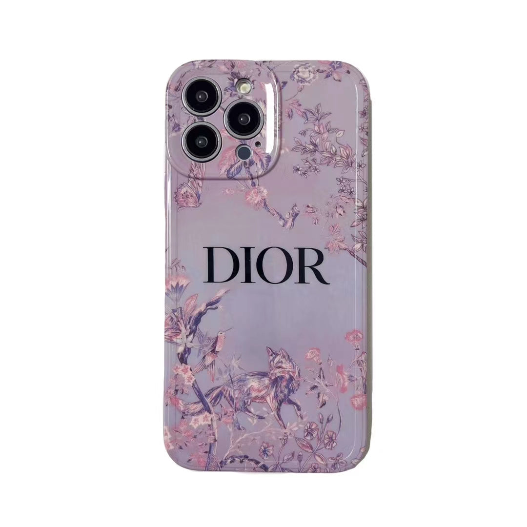 Elevate Your Style with Floral Charm - Back View of Dior Fashion Lady iPhone Case