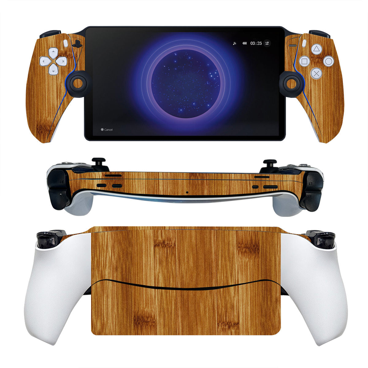 A sleek and natural Wood Texture PlayStation Portal Protector Skin, adding an element of elegance and protection to your gaming console