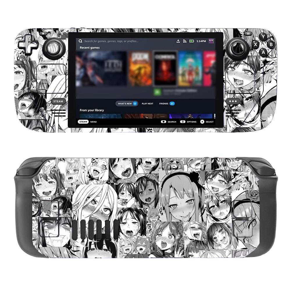 Anime Ahegao Face Steam Deck Protector Skin - Front View