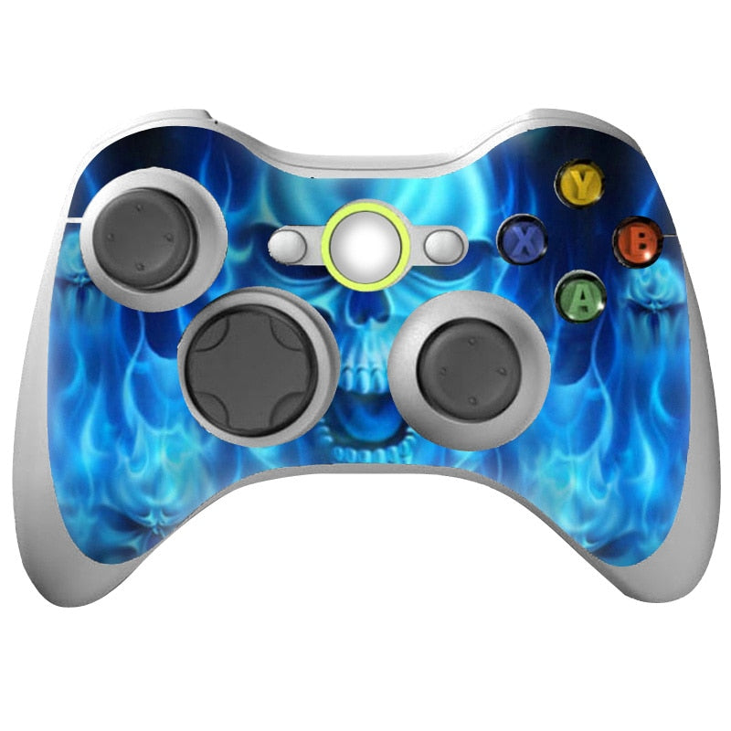 BLUE FIRE SKULL - XBOX 360 CONTROLLER PROTECTOR SKIN - best-skins
