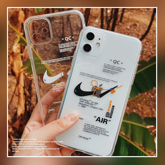Transparent NIKE OFF White iPhone Case with Iconic Branding