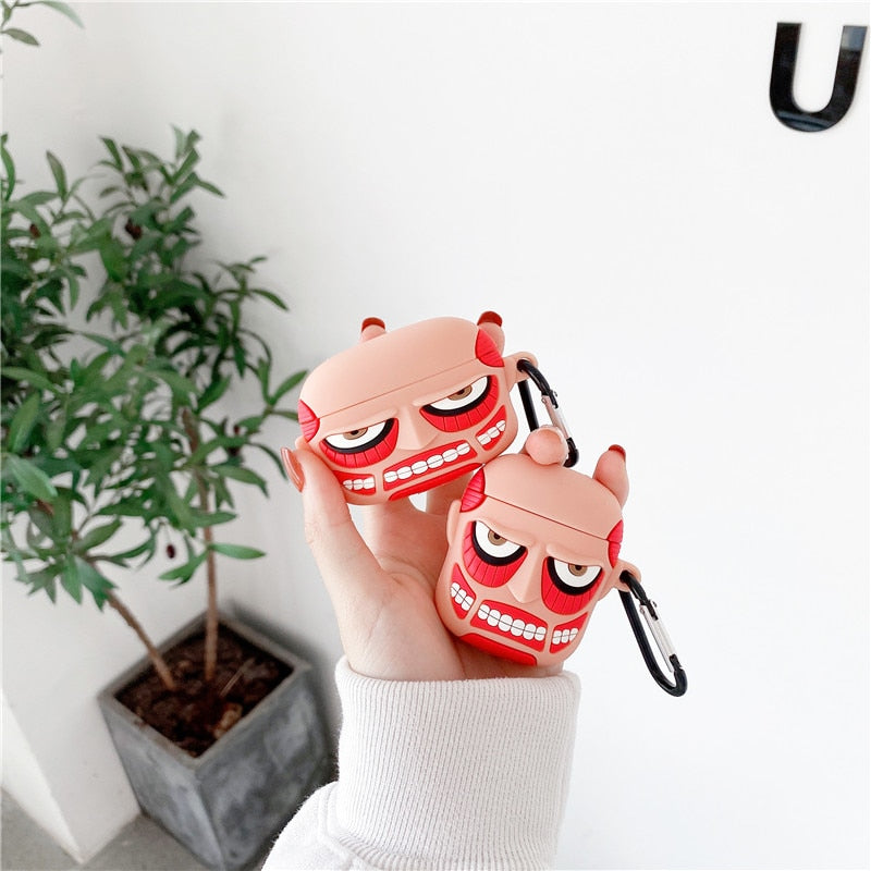3D Titan Cute Cartoon Earphone Case for Airpods 1 2 3 Wireless Headphone Protective Charging Box Anime for Airpods Pro 3 Case