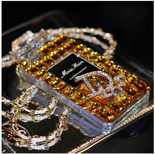 Perfume bottle bow case for iphone7/8 plus shell diamond 12/6S hanging Neck Lanyard accessories silicone luxury Case For phone12