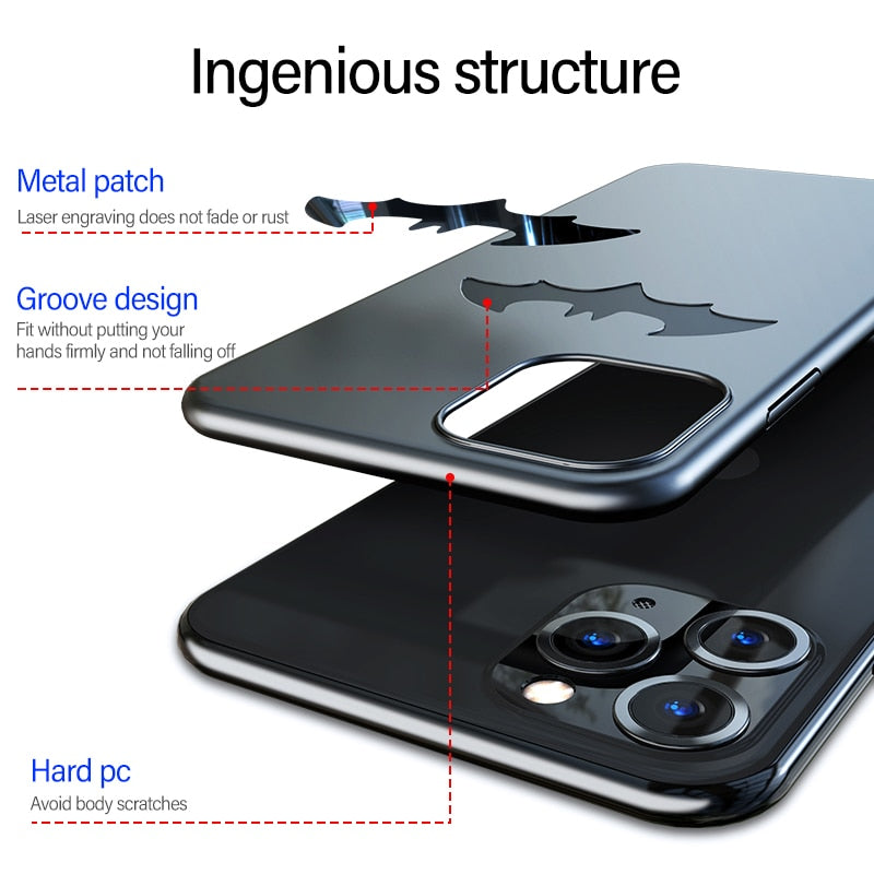 Elegant Metal Batman Matte Case: iPhone protection with style.