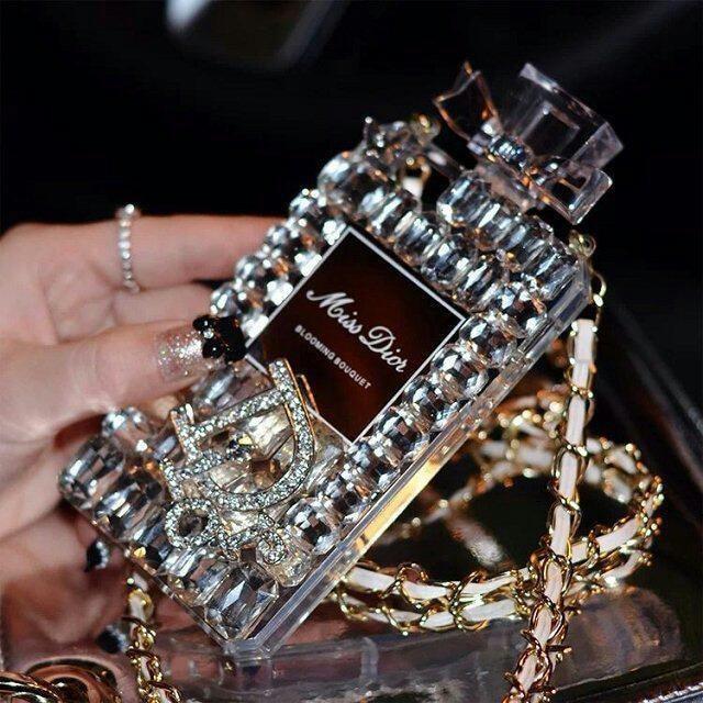 LUXURY PERFUME BOTTLE DIIOR DIAMOND PHONE CASE FOR SAMSUNG AND NOTE