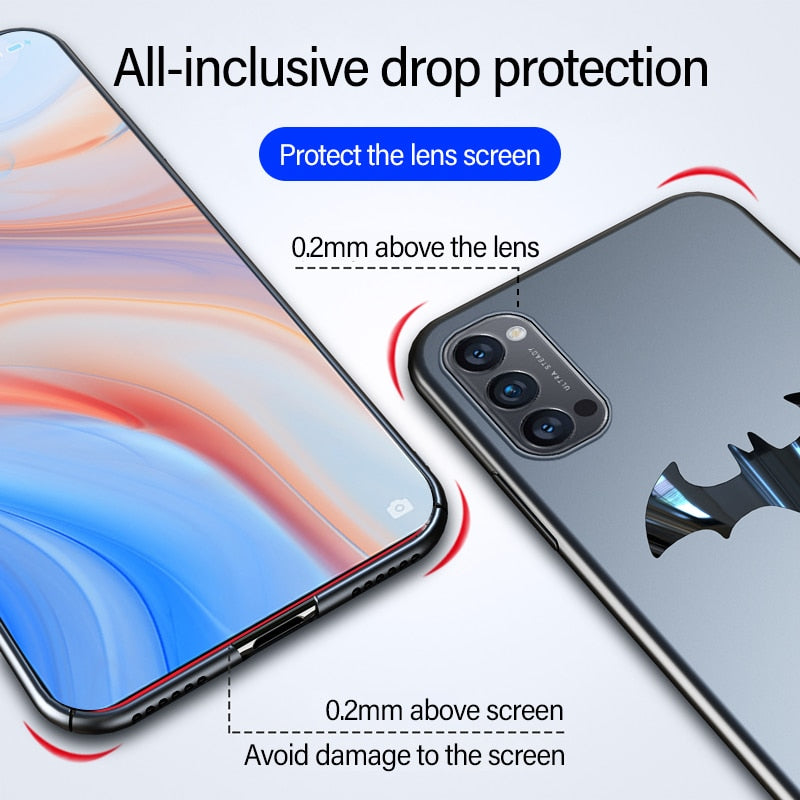 Ultra-thin Metal Bat Phone Case For Oppo Reno 4 3 2 R17 A91 A79 A11 Find X2 F11 F9 Pro Luxury Matte PC Magnetic Protection Cover