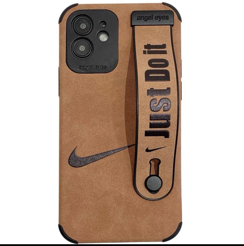 NK JUST DO IT LEATHER CASE WITH HAND STRAP FOR IPHONE 12 13 14