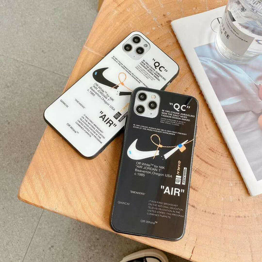 Nike LOGO AIR Glass Fashion Creative Phone Case Cover For iPhone11Pro 7 8 XR XS